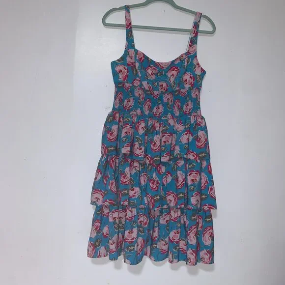 Betsy Johnson ruched back floral sundress size 12, floral chic summer dress - Picture 1 of 10